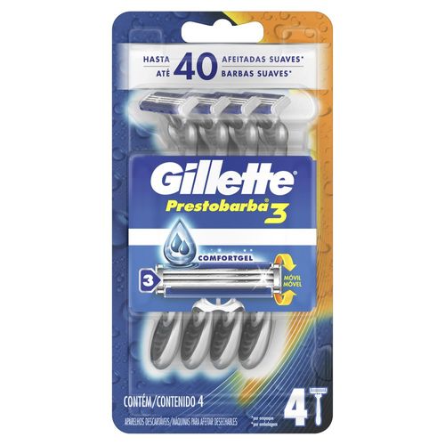 Aparelho Barbear Prestobarba 3 Com 4 - Gillette Prestob3