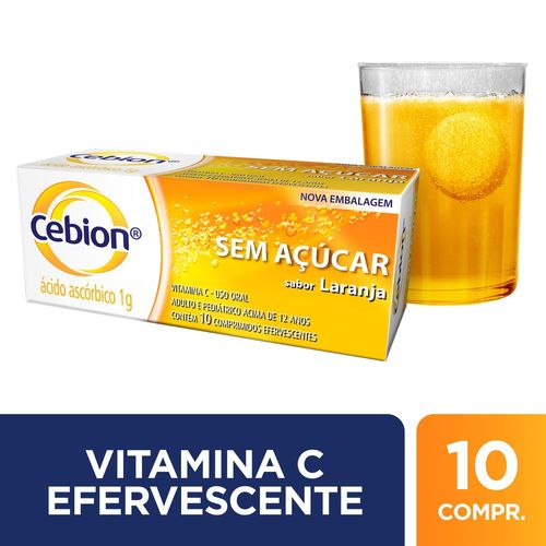 Cebion S/Acu Sabor Laranja 1g 10 Comprimidos Efervecentes