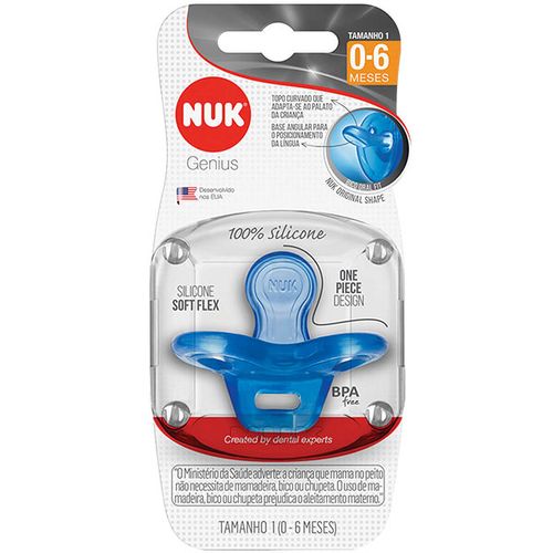 Chupeta de Silicone NUK Genius Tamanho 1 Menino