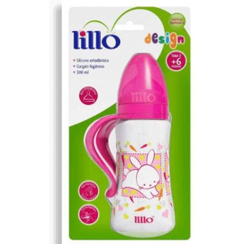 Mamadeira Lillo Fashion Bico Orto Com Alcalina Rosa + 6 Meses 300Ml - Lillo