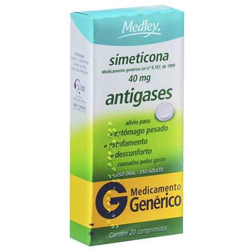 Simeticona 40mg - Genérico Medley - 20 Comprimidos