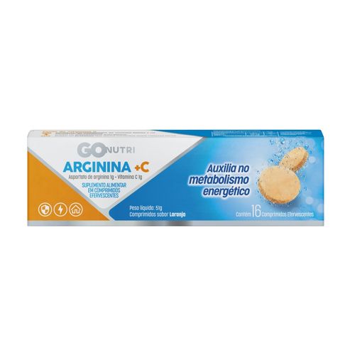 Suplemento Alimentar GOnutri Arginina+C Laranja - 16 Comprimidos Efervescentes