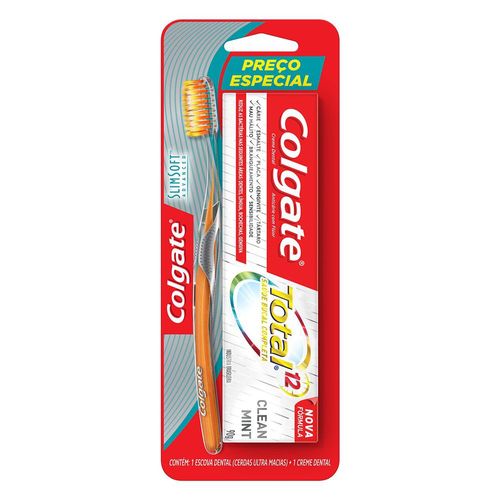 Escova De Dentes Colgate Slimsoft Adv + Creme Dental T12 - Colgate Slim