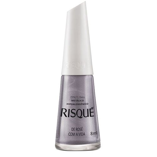 Esmalte Risque Metalico Rosa Com A Vida 8Ml - Risque
