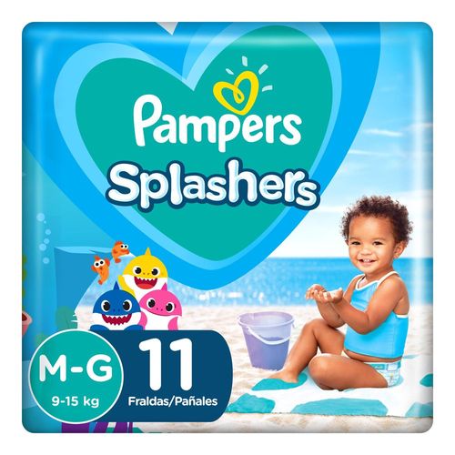 Fralda para Piscina Pampers Splashers Baby Shark M-G - 11 unidades