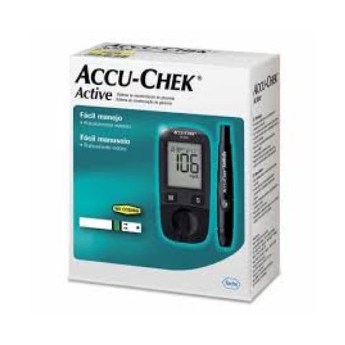 Kit Accu Check Active Aparelho Medicinal Lancetad + 10 Lan + 10 Tiras - Accu Chek Active