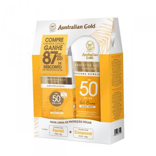 Kit Australian Gold Protetor Solar Corporal FPS50 + Protetor Solar Facial FPS50