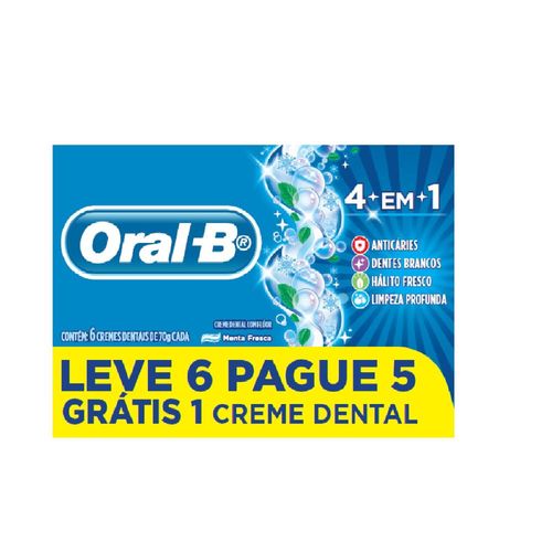 Pack Creme Dental Menta Fresca Oral-B Caixa 70g Cada Leve 6 Pague 5 Unidades