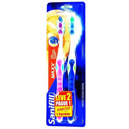Kit Escova De Dentes Sanifill Maxx Macia - Leve 2 Pague 1 - Sanifill