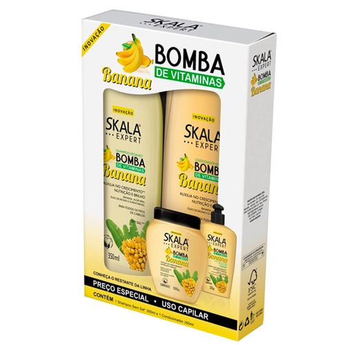 Kit Shampoo Skala + Condicionador Bomba Banana 350Ml - Skala