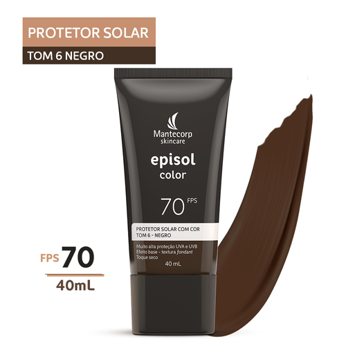 Protetor Solar Facial Episol Color Tom 6 Negro FPS 70 - 40ml