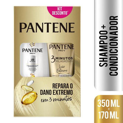 Kit Shampoo Pantene 350Ml Condicionador 3M Liso 170Ml