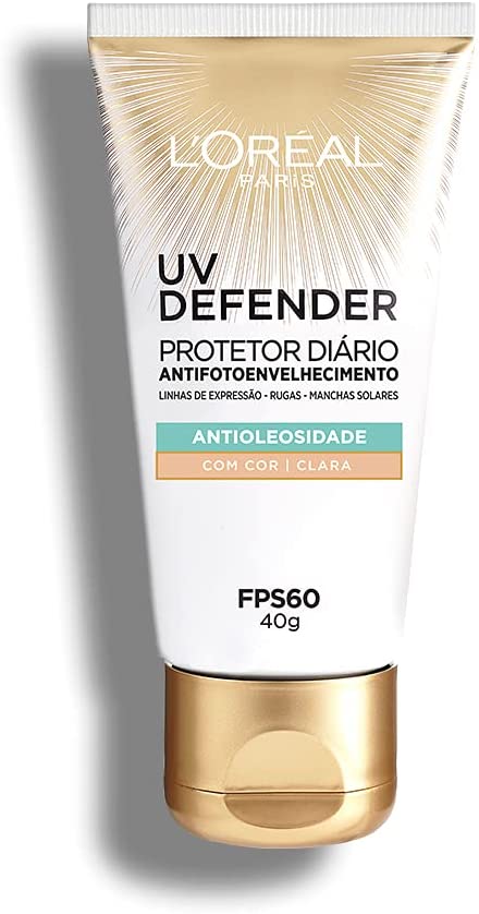 Protetor Solar Facial L'Oréal Paris UV Defender Antioleosidade Cor Clara FPS 60, 40g