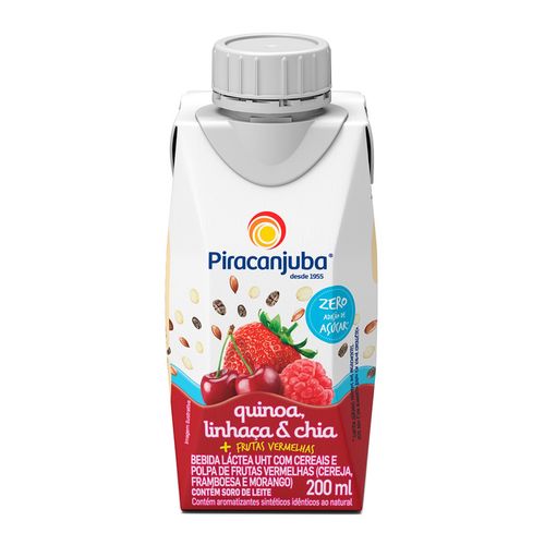 Lact Quin Linhaça Chia Frut Vermelho Zero 200Ml - Piracanjuba