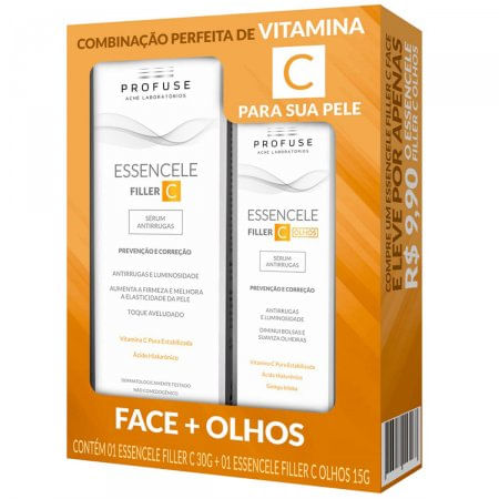 Kit de Cuidados com a Pele Filler C Essenc 30g Rosto e 15g Olhos