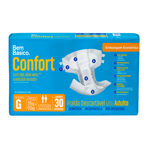FRALDA BEM BÁSICO CONFORT G C/ 30 UNIDADES