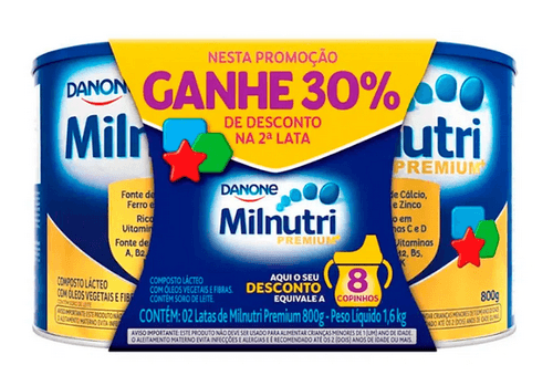 Kit Milnutri 800G C/ 02Un 30% Desconto na Segunda Unidade