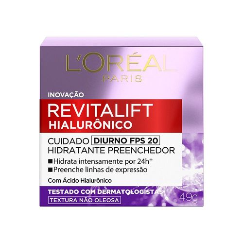 Creme Facial Anti-idade L'Oréal Paris Revitalift Hialurônico Diurno FPS 20, 49g