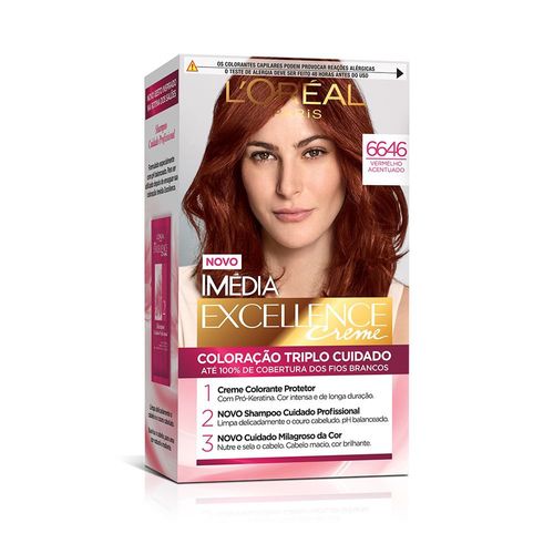 Tinta de Cabelo Imedia Excellence 6646 Vermelho Acentuado