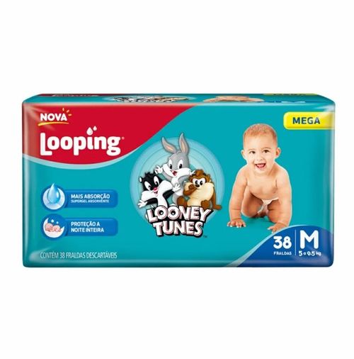 Fralda  Looping Looney Tunes Mega M - 38 unidades