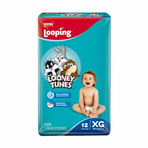 FRALDA LOOPING LOONEY TUNES JUMBO XG C/12