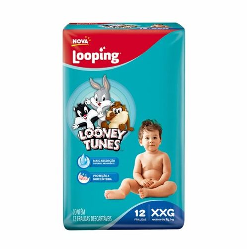 FRALDA LOOPING LOONEY TUNES JUMBO XXG C/12