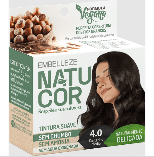 TINTURA SUAVE EMBELLEZE NATUCOR 4.0 CASTANHO MÉDIO