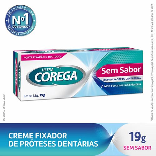 Ultra Corega Creme Fixador de Dentadura com bico de precisão Sem Sabor 19g