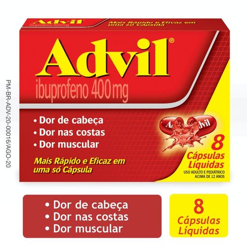 Advil 400mg – Analgésico com Ibuprofeno – 8 cápsulas