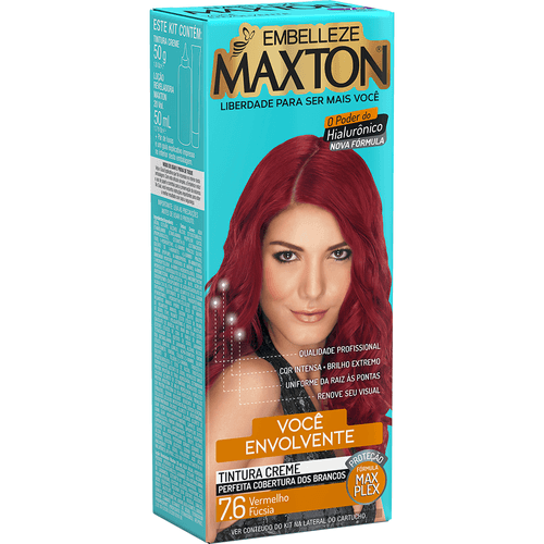 Tinta de Cabelo Maxton Ruiva Envolvente Vermelho Fúcsia 7.6 KIT ECONOMICO