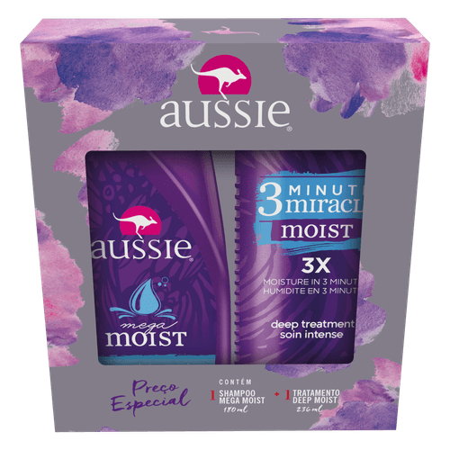 KIT AUSSIE MOIST SHAMPOO 180 + TRATAMENTO 3MM 236ML