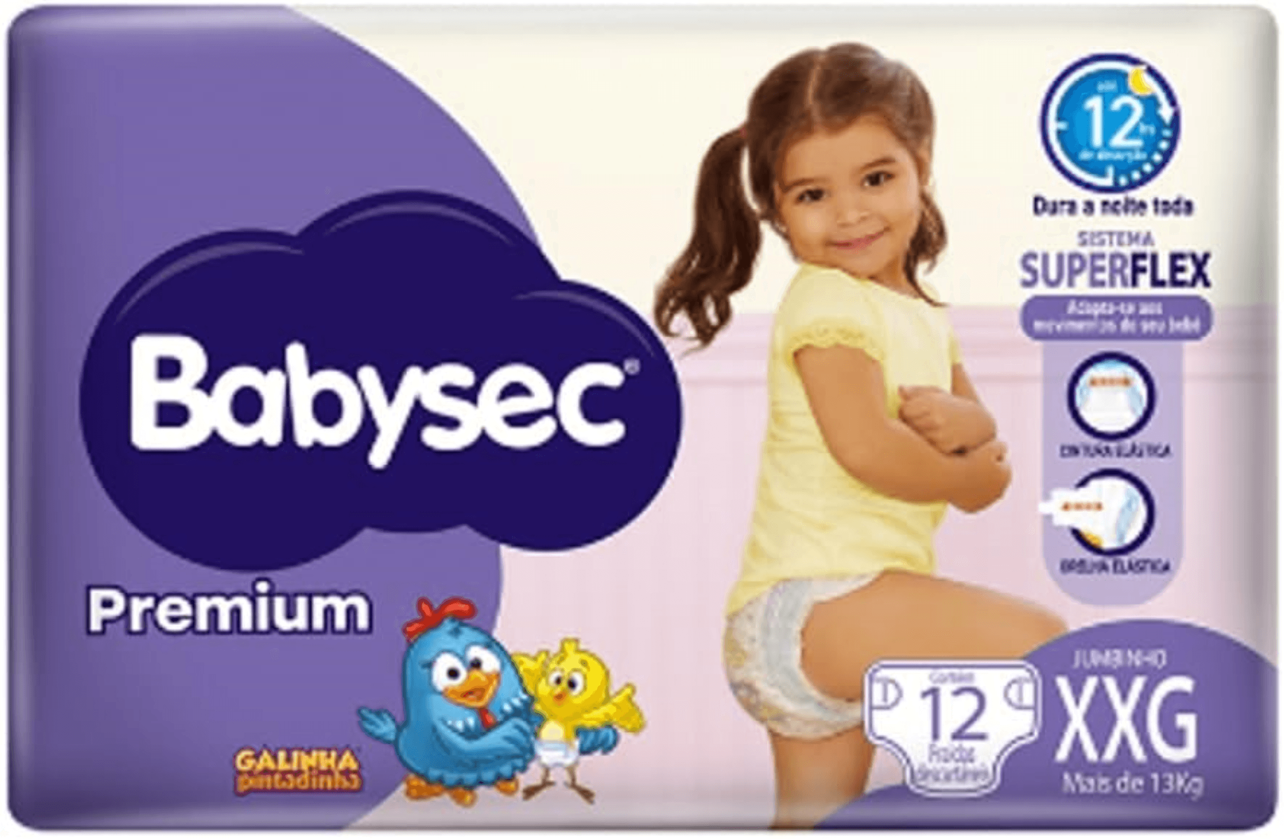 Fralda Babysec Premium XXG – 12 unidades