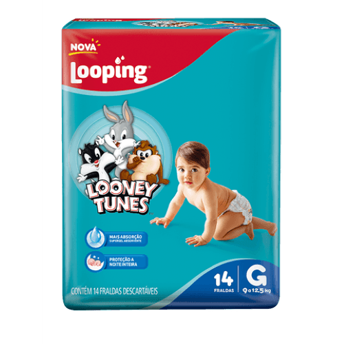 FRALDA LOOPING LOONEY TUNES JUMBO M C/14