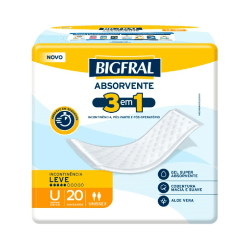 Absorvente Geriátrico Bigfral 3 em 1  - 20 unidades