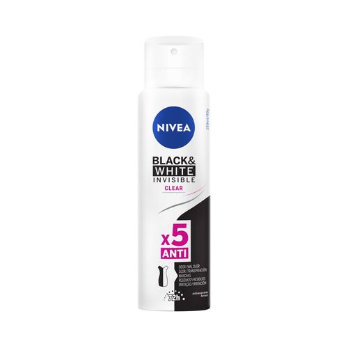 Desodorante Antitranspirante Aerosol NIVEA Invisible Black & White Clear 150ml