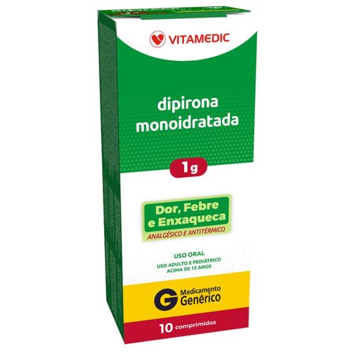 Analgésico Dipirona Monoidratada Vitamedic 1g Comprimido 10 Unidades