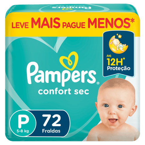 Fralda Descartável Pampers Confort Sec Tamanho P 72 Unidades
