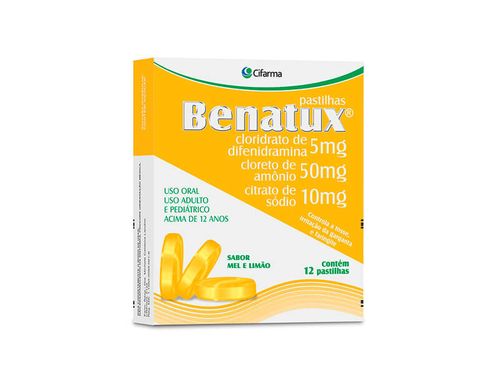 Pastilhas para Garganta Benatux Mel e Limão 12 unidades
