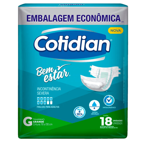 Fralda Geriátrica Cotidian Bem Estar G 18 un