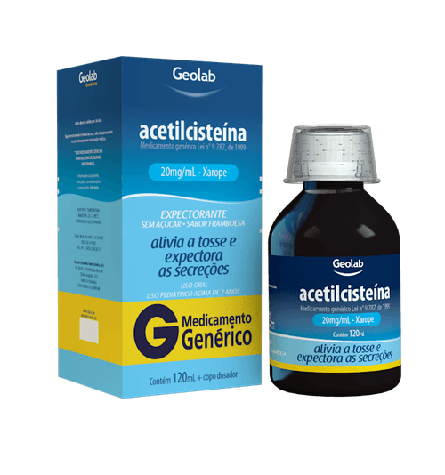 Acetilcisteína Xarope Infantil 20mg - Geolab - 120ml