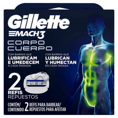 Carga para Aparelho de Depilação Gillette Mach3 Corpo - 2 unidades
