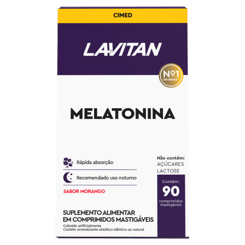 Lavitan Melatonina Morango - 90 comprimidos mastigáveis