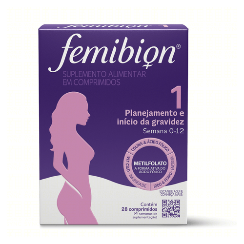 Suplemento Alimentar Femibion 1 Planejamento e Início da Gravidez Caixa  28 Comprimidos