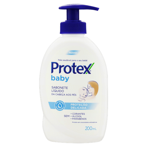 Sabonete Líquido da Cabeça aos Pés Protex Baby Proteção Delicada Frasco 200ml Pump