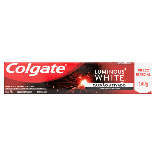 Creme Dental Carvão Ativado Dazzling Mint Colgate Luminous White Caixa 140g