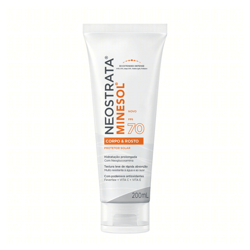 Protetor Solar Corpo e Rosto FPS 70 Neostrata Minesol Bisnaga 200ml