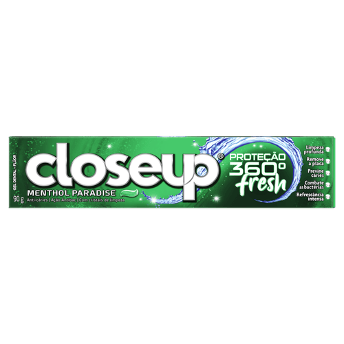 Gel Dental Menthol Paradise Closeup Proteção 360° Fresh Caixa 90g