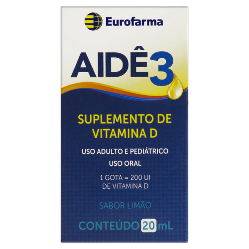 Vitamina D Limão Aidê 3 Eurofarma Caixa 20ml