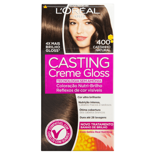 Kit Coloração Creme 400 Castanho Natural L'oréal Paris Casting Gloss