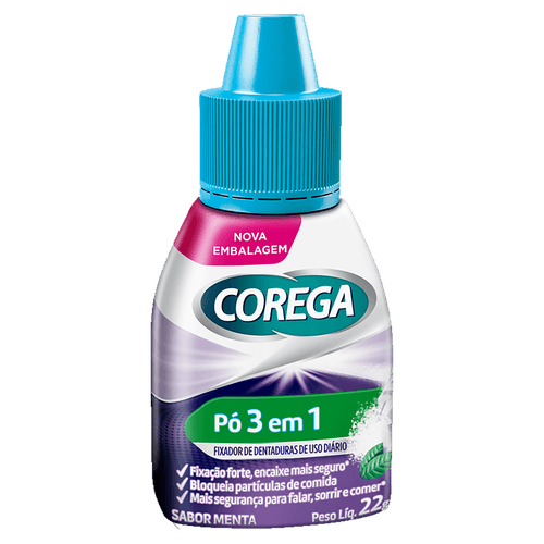 Fixador de Dentadura Pó Menta Corega Frasco 22g